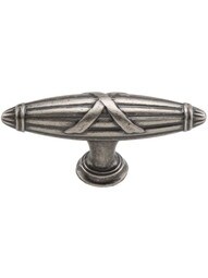Delphi Ribbon and Reed T-Pull - 2 3/4 inch in Antique Pewter.
